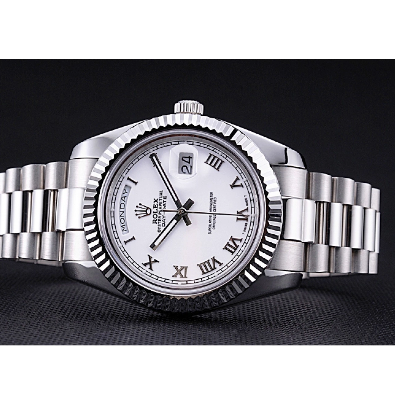 Aaa replica Bracelet Dial White Steel Stainless Day-Date Rolex 622547 0612